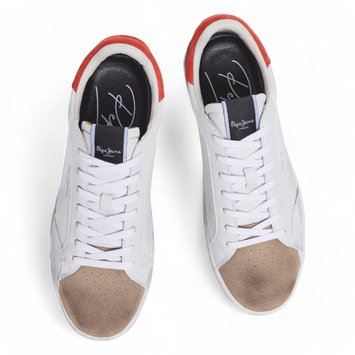 Sabates sport Pepe Jeans blanques amb panells de color lane urban - Querol online