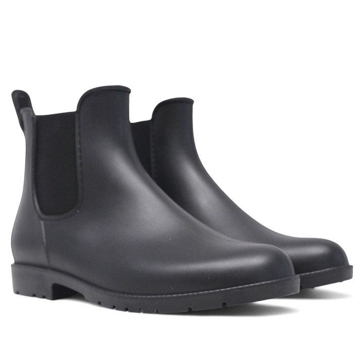 Botas agua estilo chelsea en negro con tirador trasero - Querol online