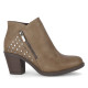 Botines tacón Chika 10 Kurazo taupe estilo cowboy con tachuelas - Querol online