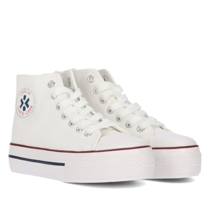 Zapatillas lona Chika 10 City Up blancas de piel vegana - Querol online