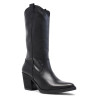Botas tacón Clara Duran estilo cowboy negras de piel con tiradores laterales y puntera en V