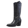 Botas tacón Clara Duran estilo cowboy negras de piel con tiradores laterales y puntera en V