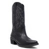Botas tacón Clara Duran estilo cowboy negras de piel con dibujos hechos en pespunte