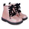 Botines Garvalin 241341 estilo militar de glitter rosa
