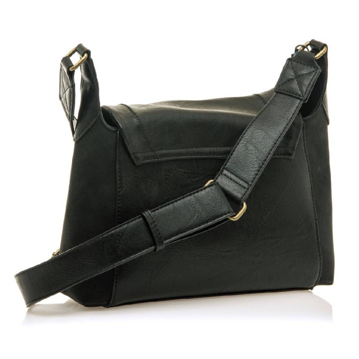 Bolso Mustang cinda negro con cierre de solapa de click - Querol online