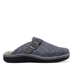 Zapatillas casa Salvi grises de felpa con hebilla - Querol online