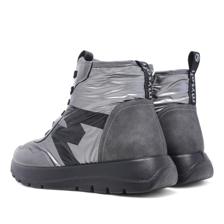 Botins plans Mysoft grises plata amb detalls negres - Querol online