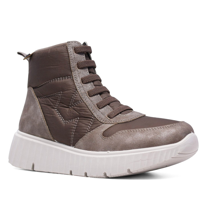 Botins plans Mysoft bronze amb detalls brillants i cordons elàstics - Querol online