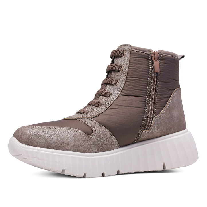 Botins plans Mysoft bronze amb detalls brillants i cordons elàstics - Querol online