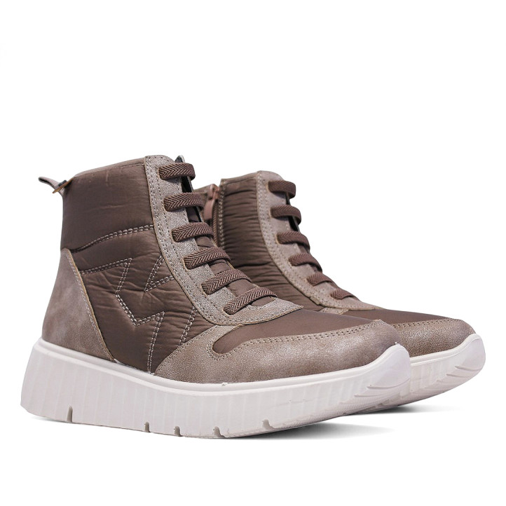 Botins plans Mysoft bronze amb detalls brillants i cordons elàstics - Querol online