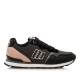 Zapatillas urban Mustang joggo classic negras con detalles rosas y metalizados - Querol online