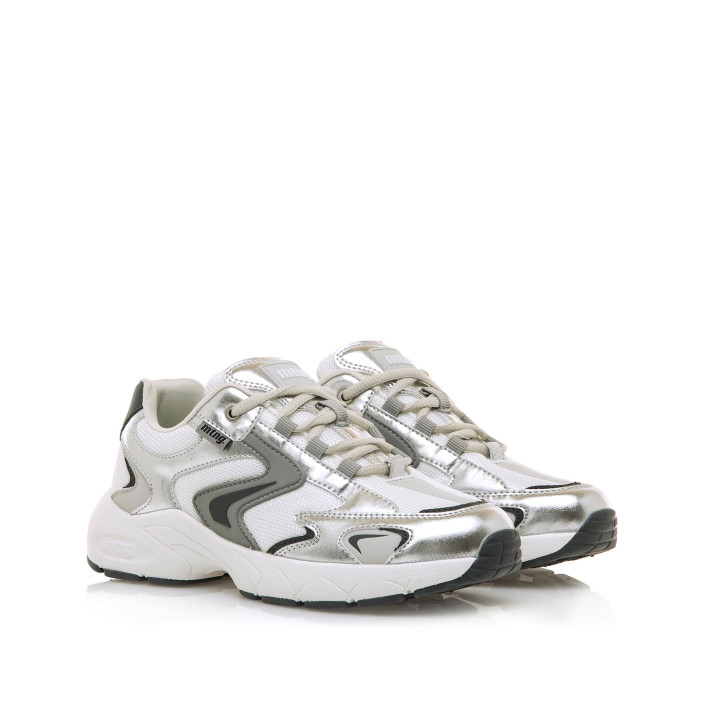 Zapatillas urban Mustang electra plateadas con detalles en gris - Querol online