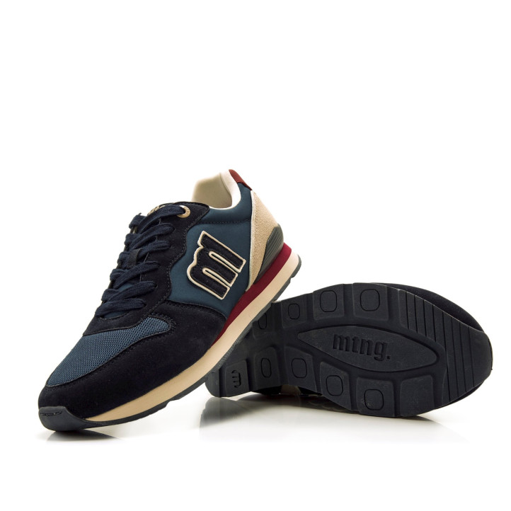 Zapatillas deportivas Mustang joggo classic azules con detalles beige y burdeos - Querol online