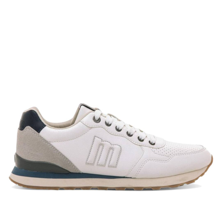 Zapatillas deportivas Mustang porland classic blancas con borde superior azul - Querol online