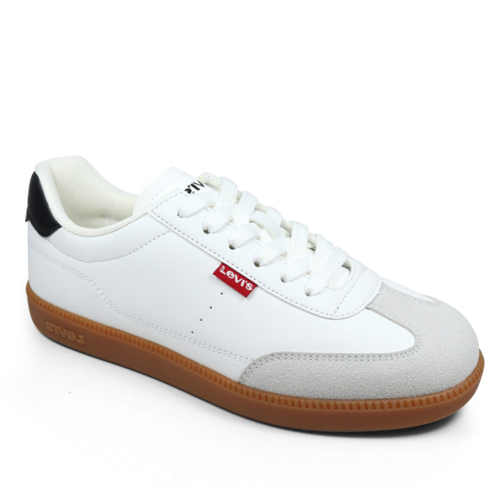 Zapatillas deporte Levi's jackson blancas con suela caramelo - Querol online