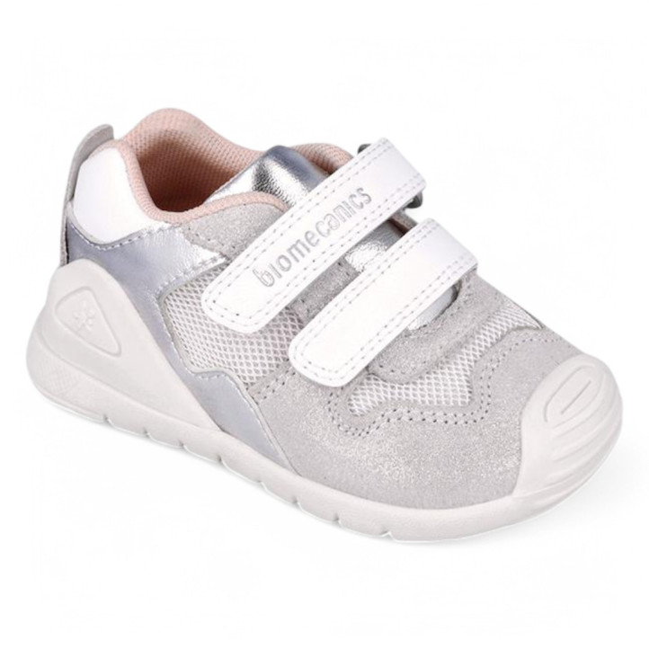 ZAPATOS BIOMECANICS DE NIñA BLANCO Y PLATA 252120C - Querol online