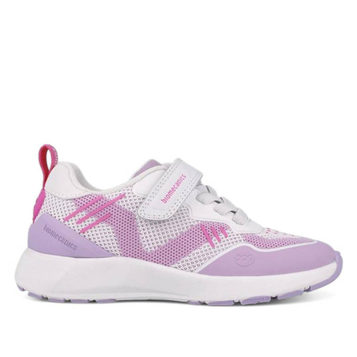 ZAPATILLAS LONA BIOMECANICS DE NIñA BLANCO Y LILA 252276B - Querol online