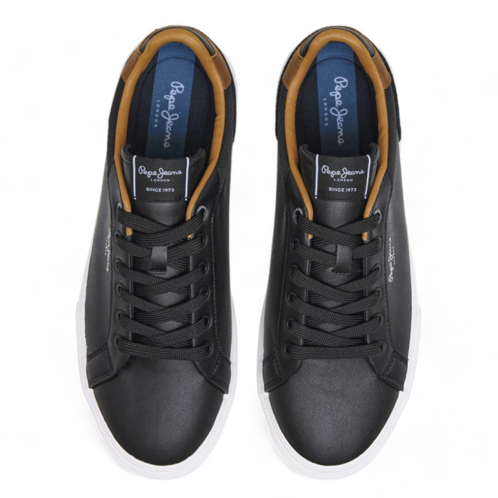 Sabates sport Pepe Jeans kenton court negres amb detalls marrons - Querol online