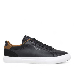 Zapatos sport Pepe Jeans kenton court negros con detalles marrones