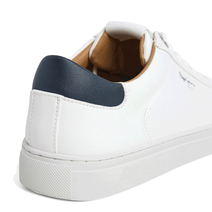 Zapatos sport Pepe Jeans joe basic blancas con detalle azul - Querol online