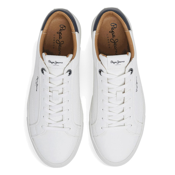 Zapatos sport Pepe Jeans joe basic blancas con detalle azul - Querol online