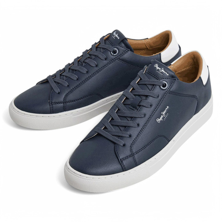 Zapatos sport Pepe Jeans joe basic azules con detalle blanco - Querol online