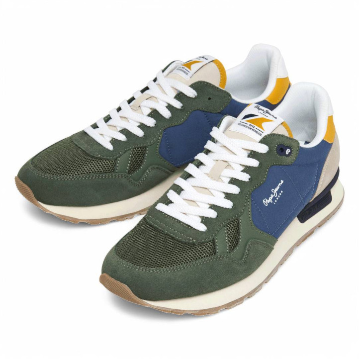 Zapatillas deportivas Pepe Jeans brit camp verdes y azules - Querol online