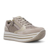 Zapatillas urban Imac taupe con detalles metalizados y cierre de cremallera y cordón plataforma