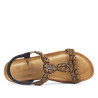 Sandalias planas Calzapies con abalorios marrones y goma posterior para mujer
