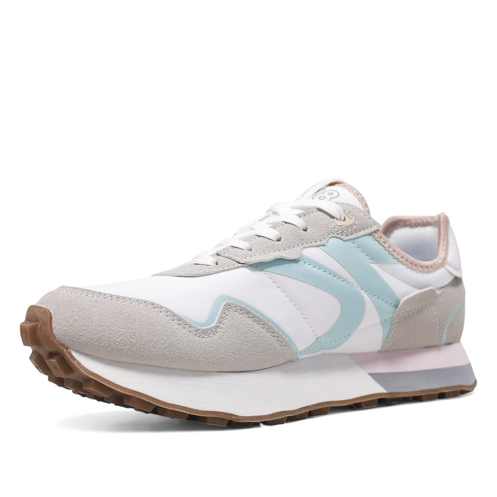 Zapatillas urban Sweden Klë blancas con detalles girses y azul pastel para mujer - Querol online