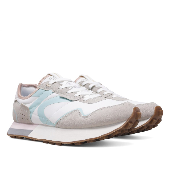 Zapatillas urban Sweden Klë blancas con detalles girses y azul pastel para mujer - Querol online