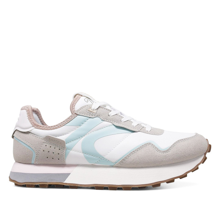 Zapatillas urban Sweden Klë blancas con detalles girses y azul pastel para mujer - Querol online