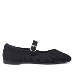 Sabates planes negres estil merceditas de canalè per a dona