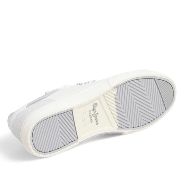 Zapatillas urban Pepe Jeans kenton court blancas con detalles plateados para mujer - Querol online