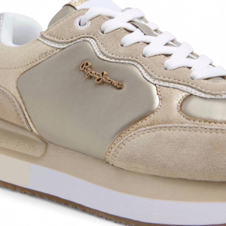 Zapatillas urban Pepe Jeans rusper shine nude efecto metalizado y panel efecto serpiente para mujer - Querol online