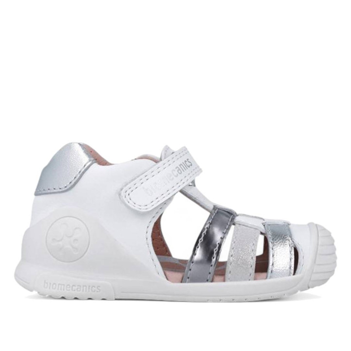 SANDALIAS BIOMECANICS DE NIñA BLANCO Y PLATA 252104B - Querol online