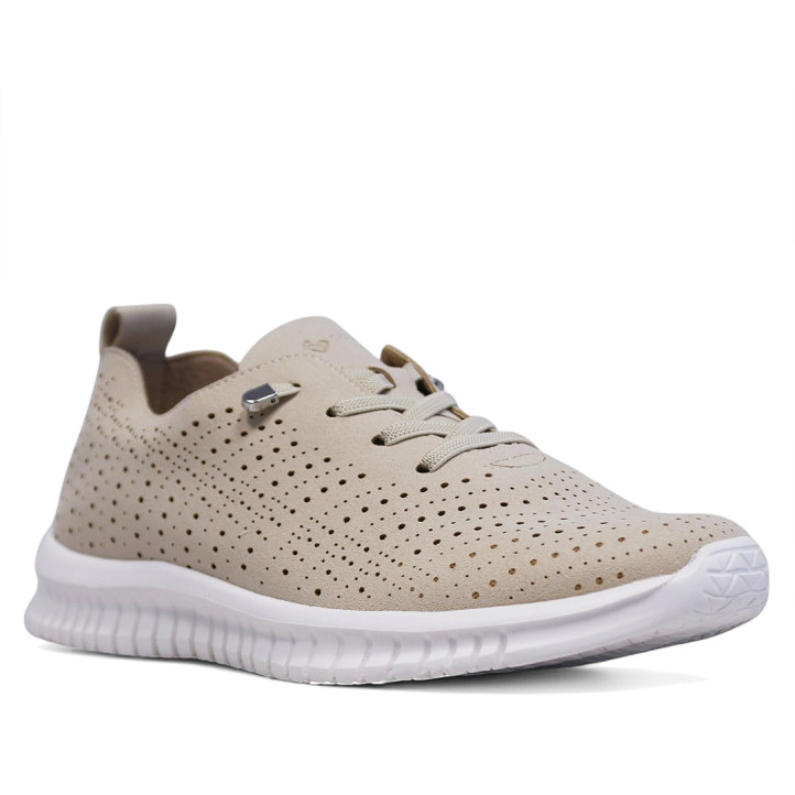 Zapatillas urban Amarpies beige caladas estilo slip on - Querol online