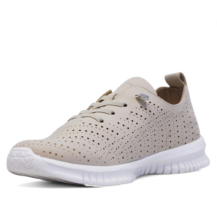 Zapatillas urban Amarpies beige caladas estilo slip on - Querol online