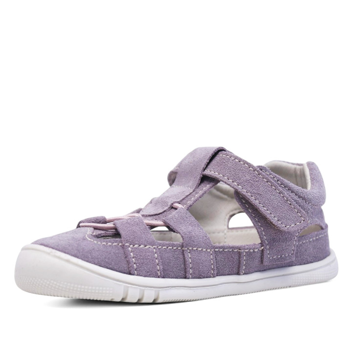 sandalias Pirufin lilas estilo cangrejera de piel y respetuosas para niña - Querol online