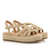 Sandalias plataformas Mustang amelie beig con tiras cruzadas y plataforma de yute