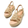 Sandalias plataformas Mustang amelie beig con tiras cruzadas y plataforma de yute