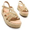 Sandalias plataformas Mustang amelie beig con tiras cruzadas y plataforma de yute