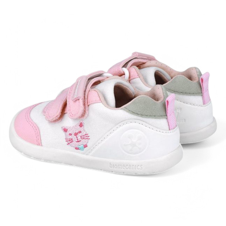 ZAPATILLAS LONA BIOMECANICS DE NIñA BLANCO Y ROSA 252190B - Querol online