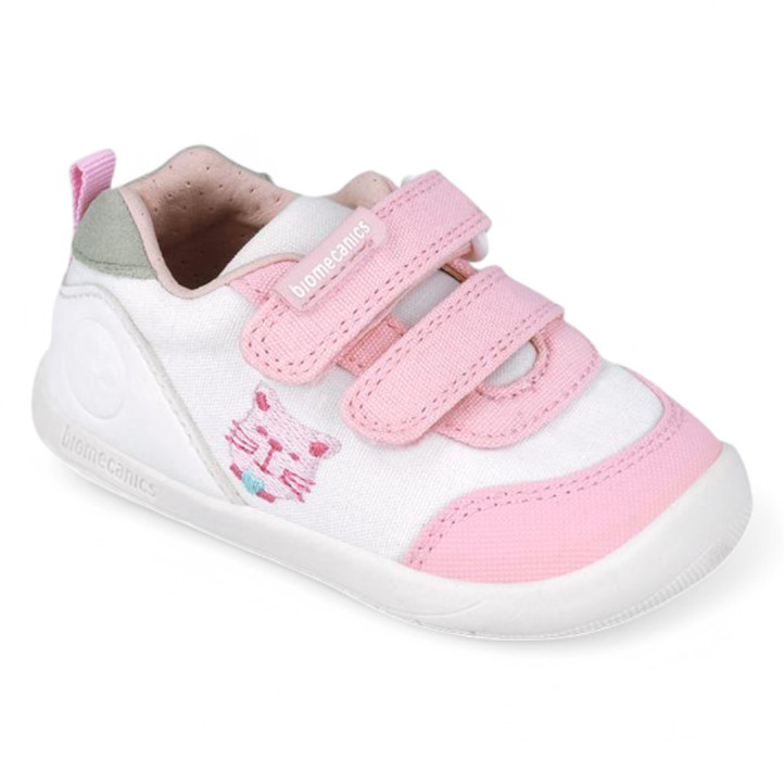 ZAPATILLAS LONA BIOMECANICS DE NIñA BLANCO Y ROSA 252190B - Querol online