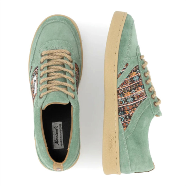 Zapatillas lona Morrison serraje verde menta - Querol online