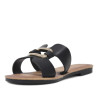 Sandalias planas negras con hebiilla metálica dorada