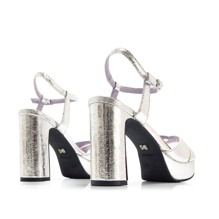 SANDALIAS DE MUJER MARIAMARE ROSETA PLATA 68532 60468 - Querol online