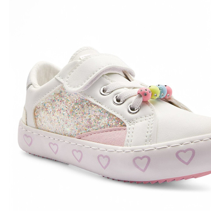 Zapatillas deporte Conguitos blancas con glitter y cuentas y de colores - Querol online