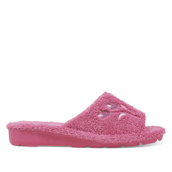 Sabatilles casa BEREVERE roses obertes per devant amb falca i flors bordades