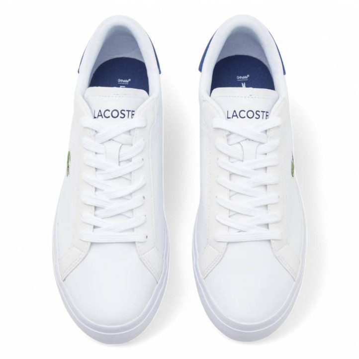 Zapatillas deportivas Lacoste powercourt 125 blancas con detalles azules - Querol online